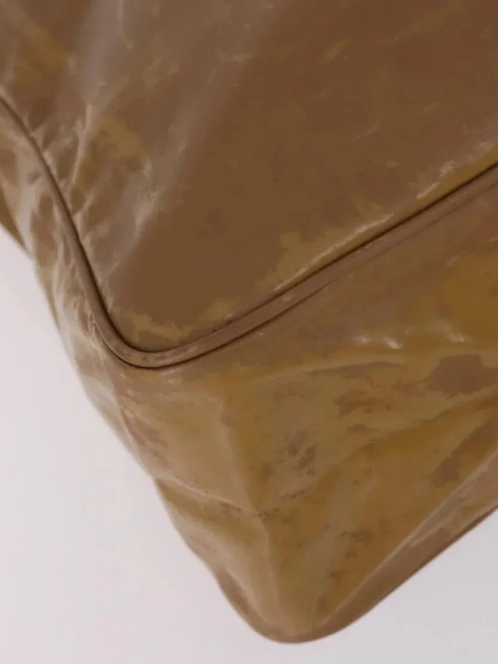 CHANEL Tote Bag Enamel Brown Gold CC Auth bs29208